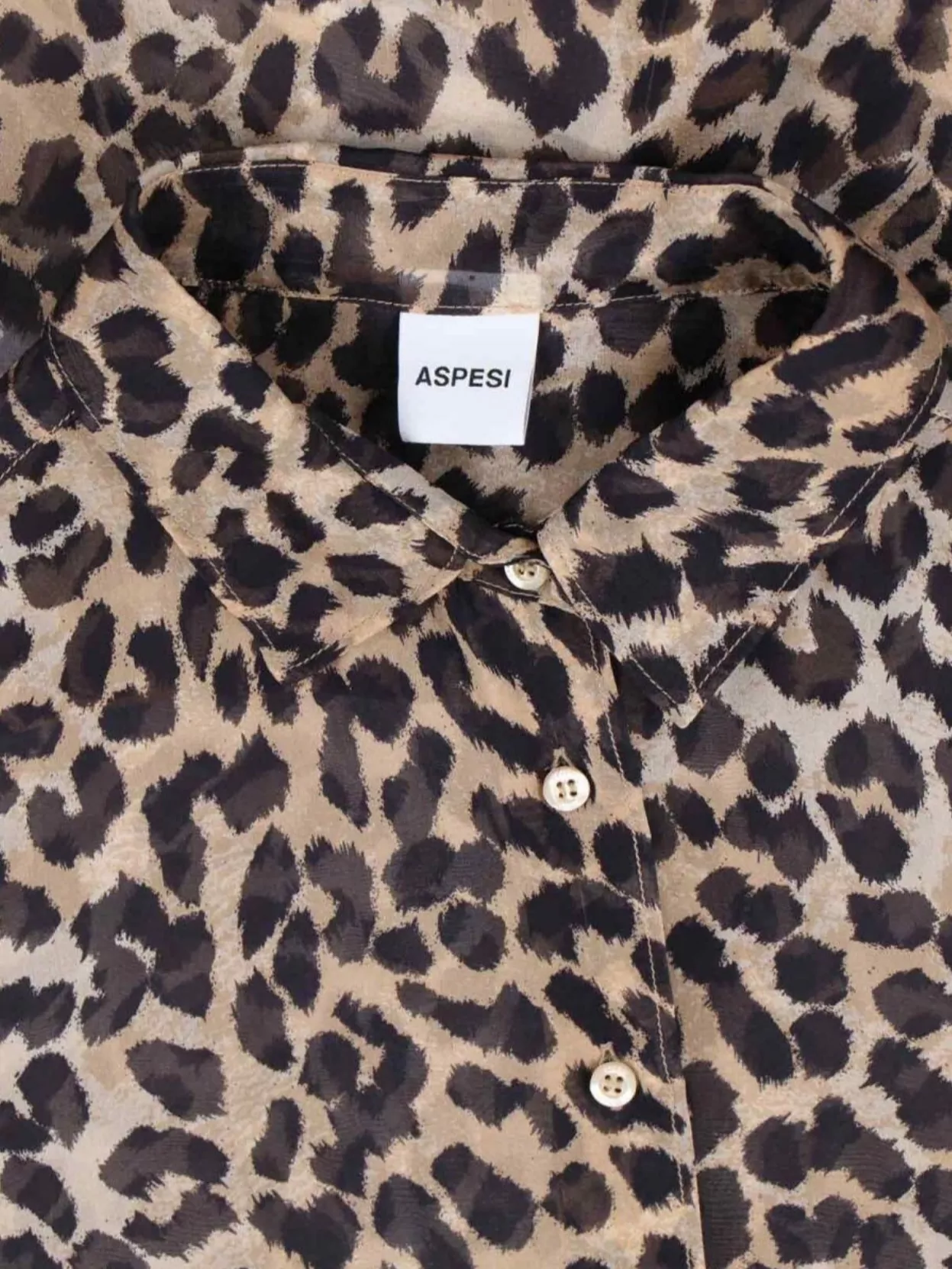 Aspesi Animal Print Collared Neck Long Sleeves Top