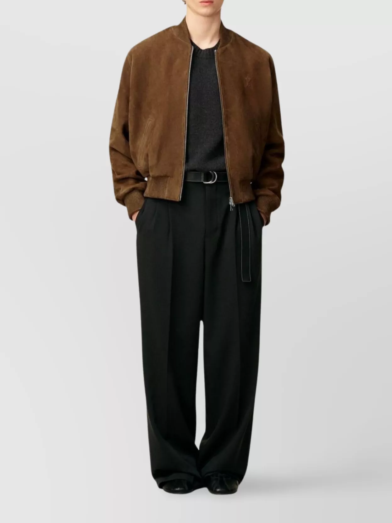 Ami Paris Ribbed Collar Blazer Side Pockets