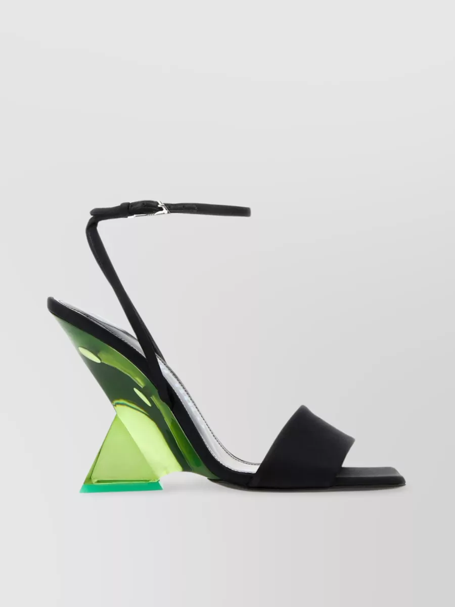 Shop Attico Satin Sandals With Plexiglass Heel In Black