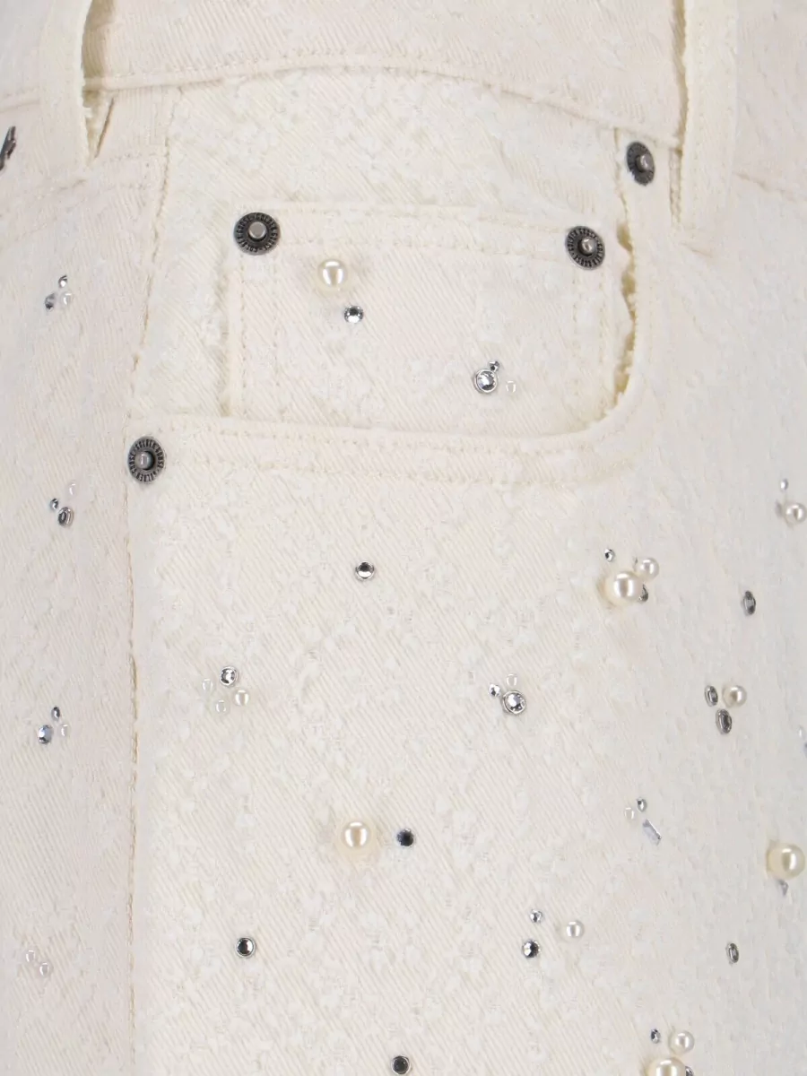 Golden Goose Embellished Straight Trousers Featuring Pockets In Neutral