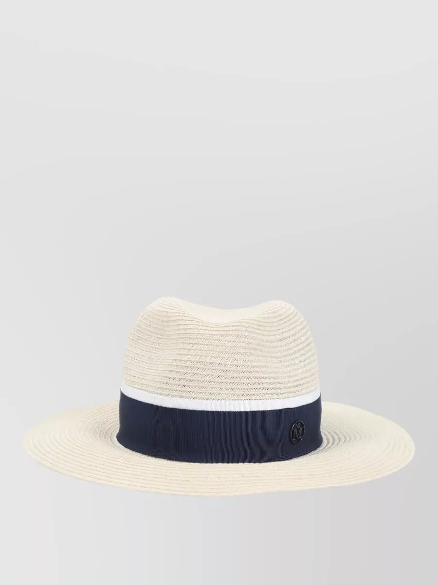 Maison Michel Henrietta Wide Brim Hat Contrast Band
