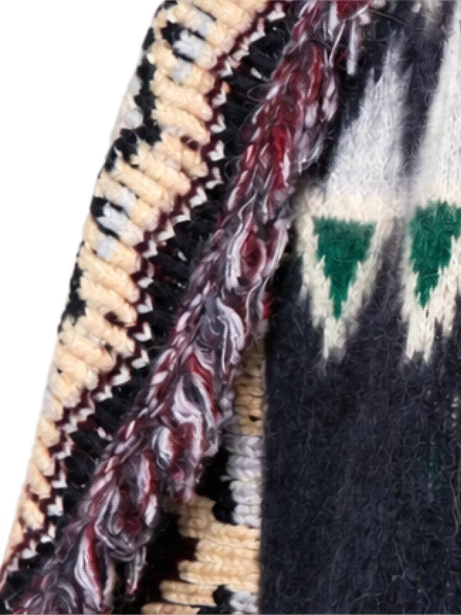 Forte Forte Wool Oversized Geometric Pattern Shawl Collar Long-Sleeve Cardigan