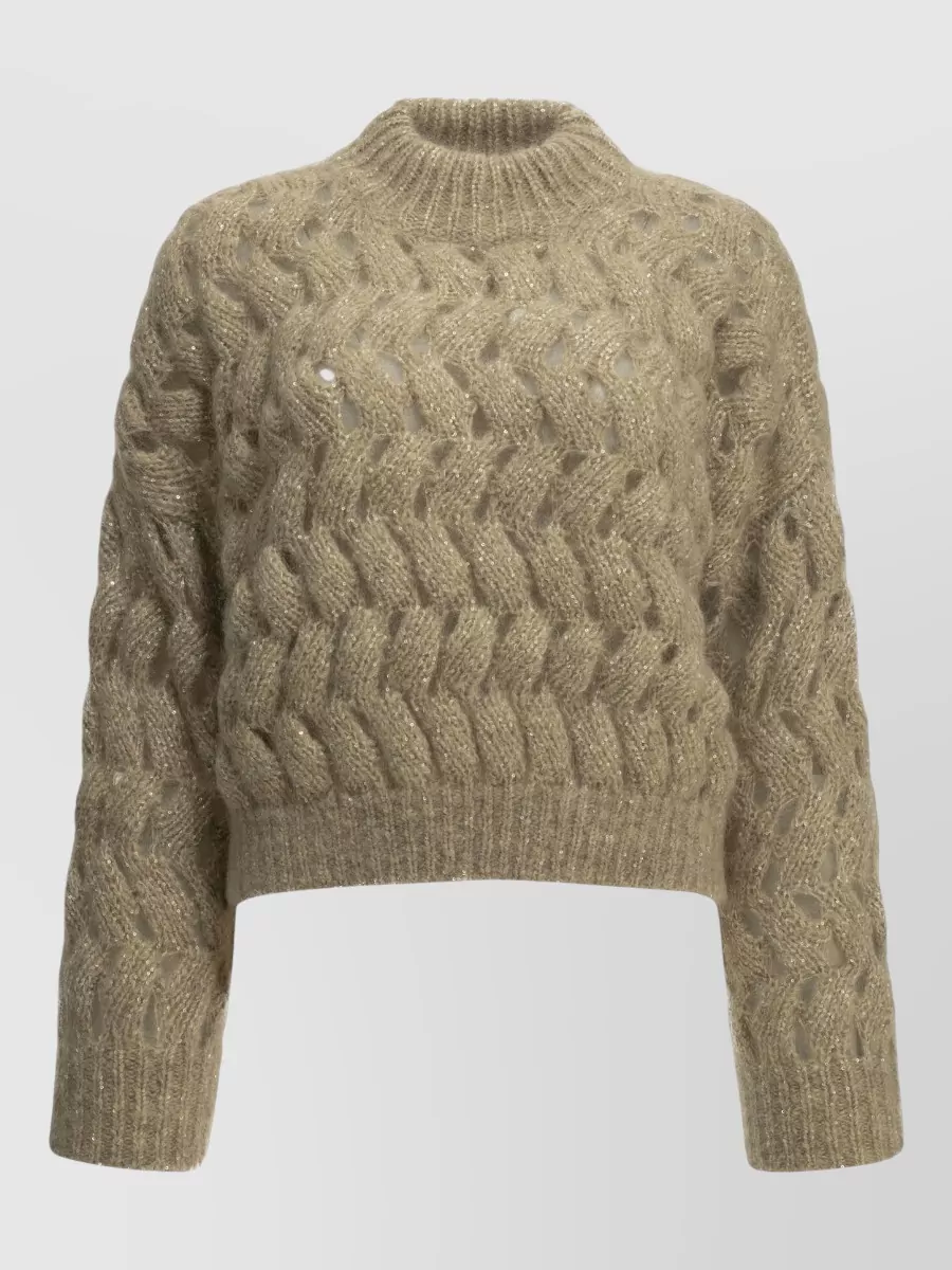 Brunello Cucinelli Mohair sequinned openwork turtleneck jumper