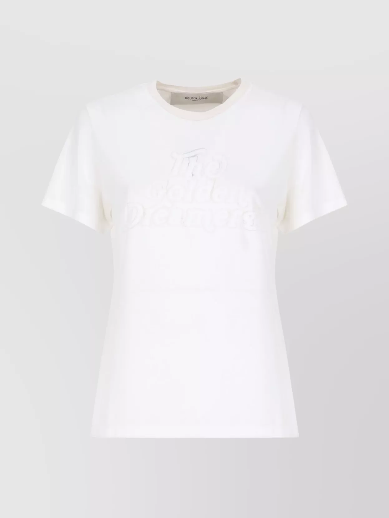 Golden Goose Cotton T-shirt With Graphic Print And Logos In White