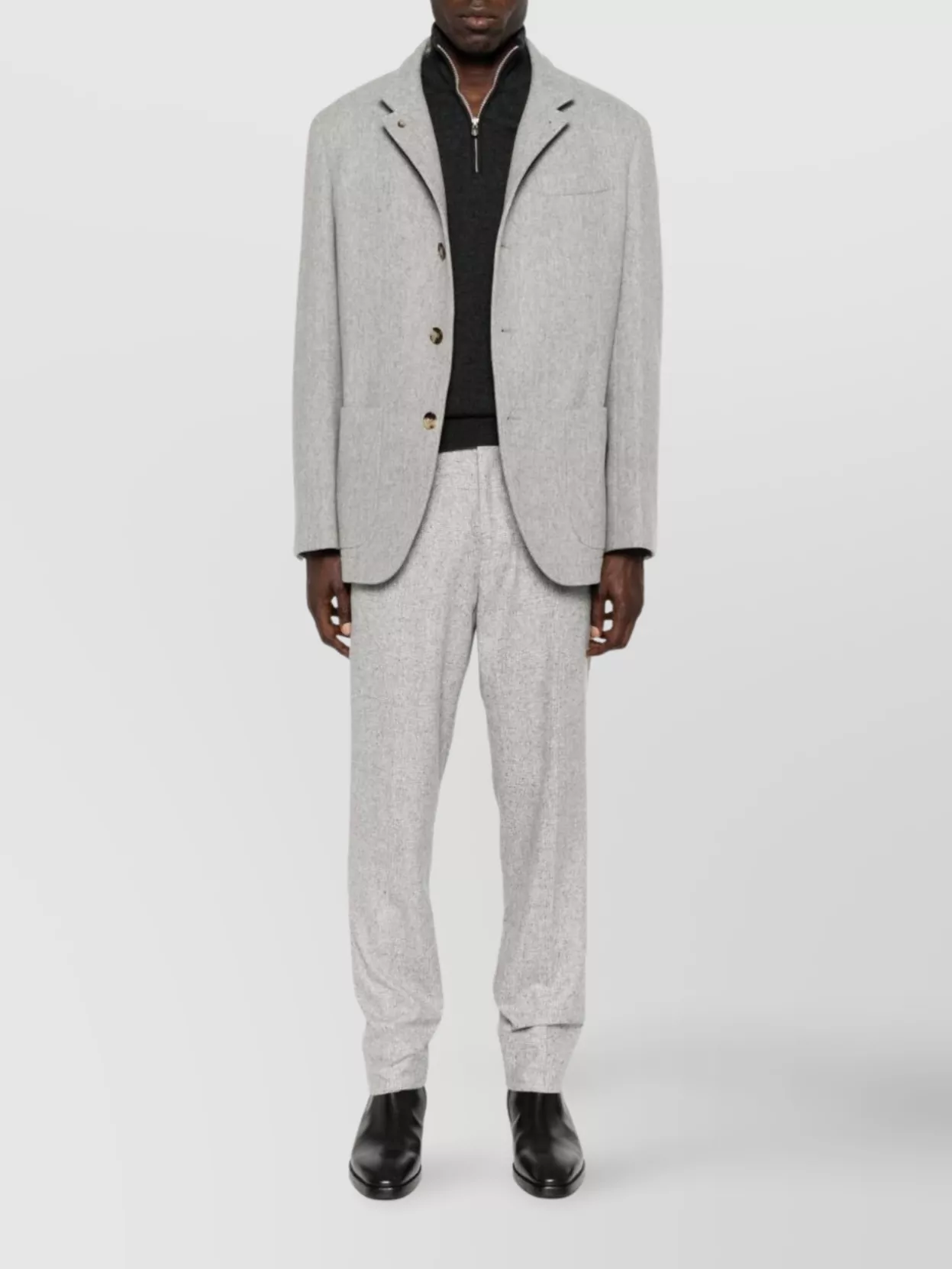 Brunello Cucinelli High-Neck Cashmere Sweater With Curved Hem