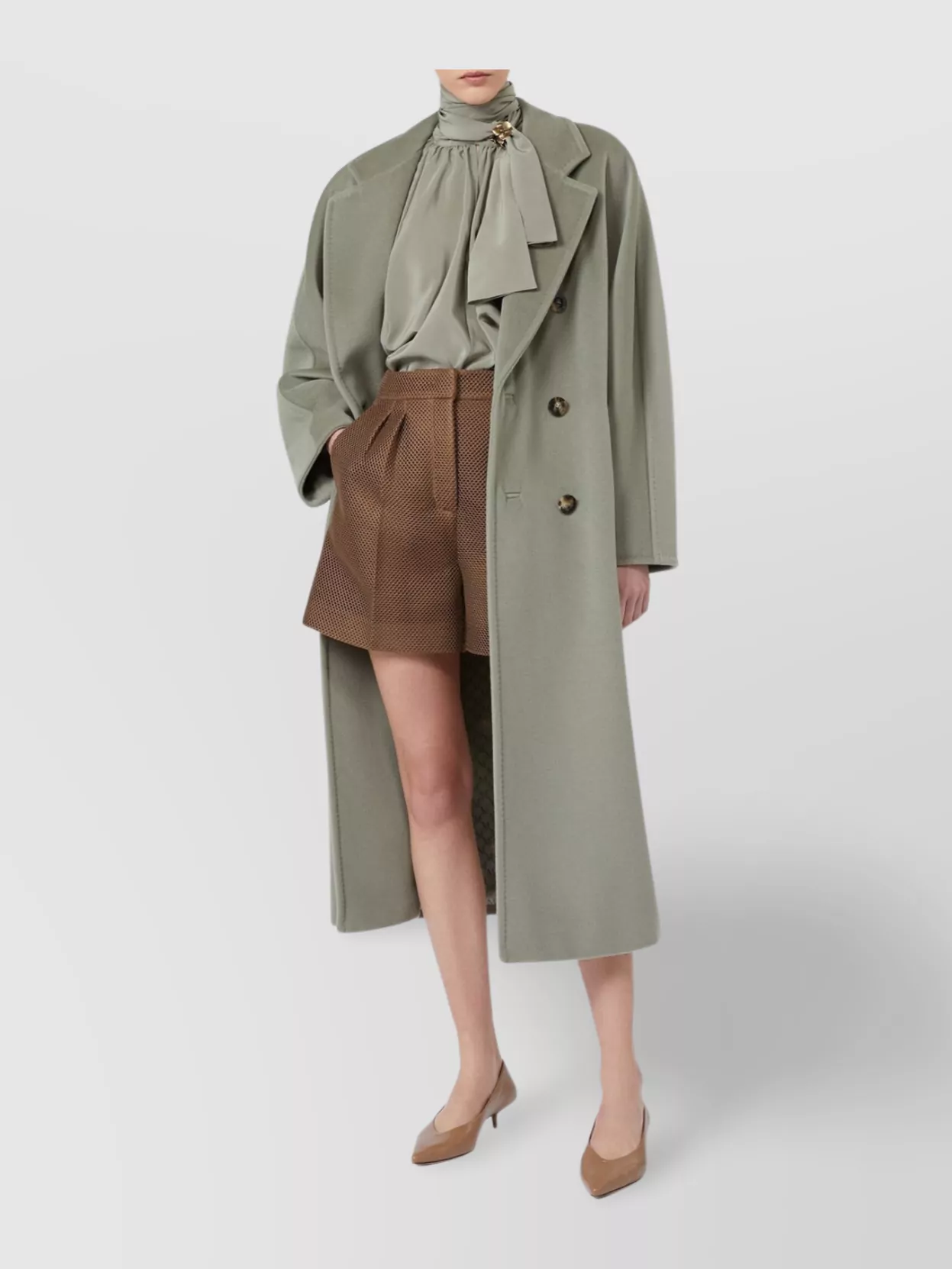 Max Mara Coat Wool Tortoiseshell Buttons In Green