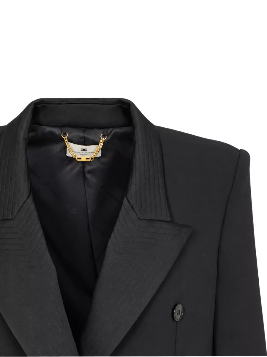 Elisabetta Franchi Double-Breasted Satin Collar Blazer