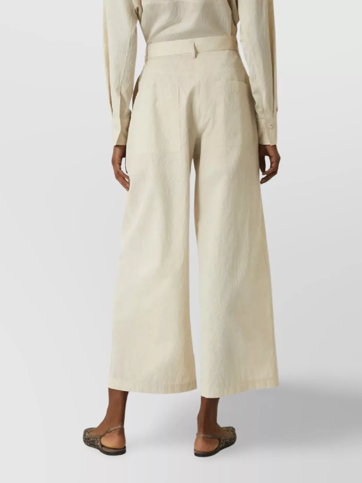 Brunello Cucinelli High Waist Wide-leg Trousers With Belt Loops In Neutral