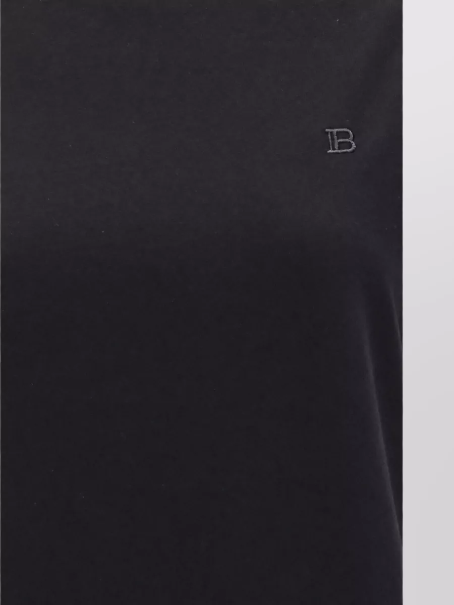 Balmain Ribbed Crew Neck Embroidered Cotton T-Shirt