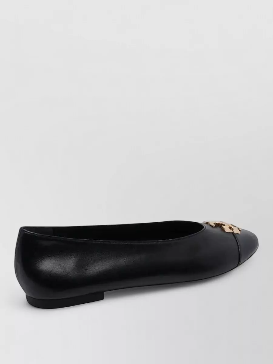 Tory Burch Leather Logo-Plaque Ballerina Shoes