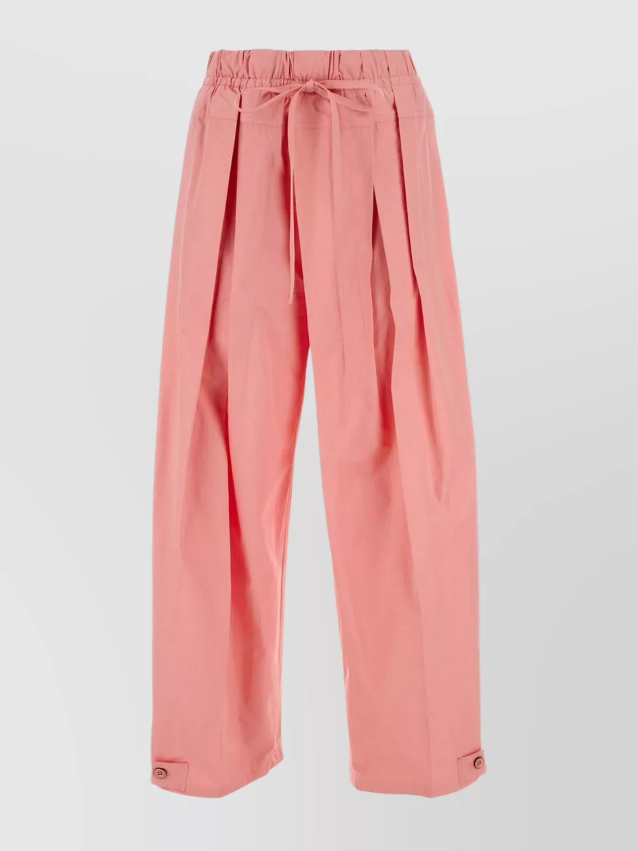 Shop Jil Sander Wide-leg Cotton Trousers With Elastic Waist And Pleats In Pink
