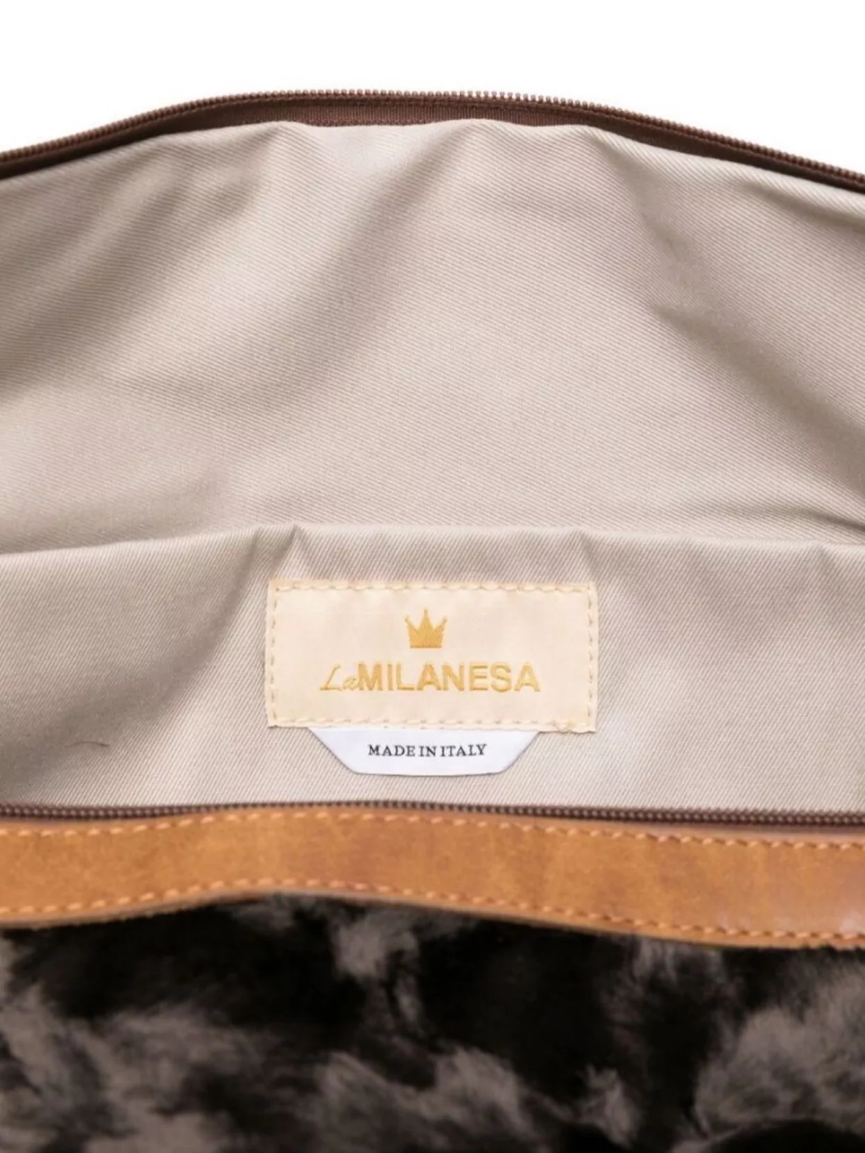 La Milanesa Half-Moon Faux Fur Shoulder Bag