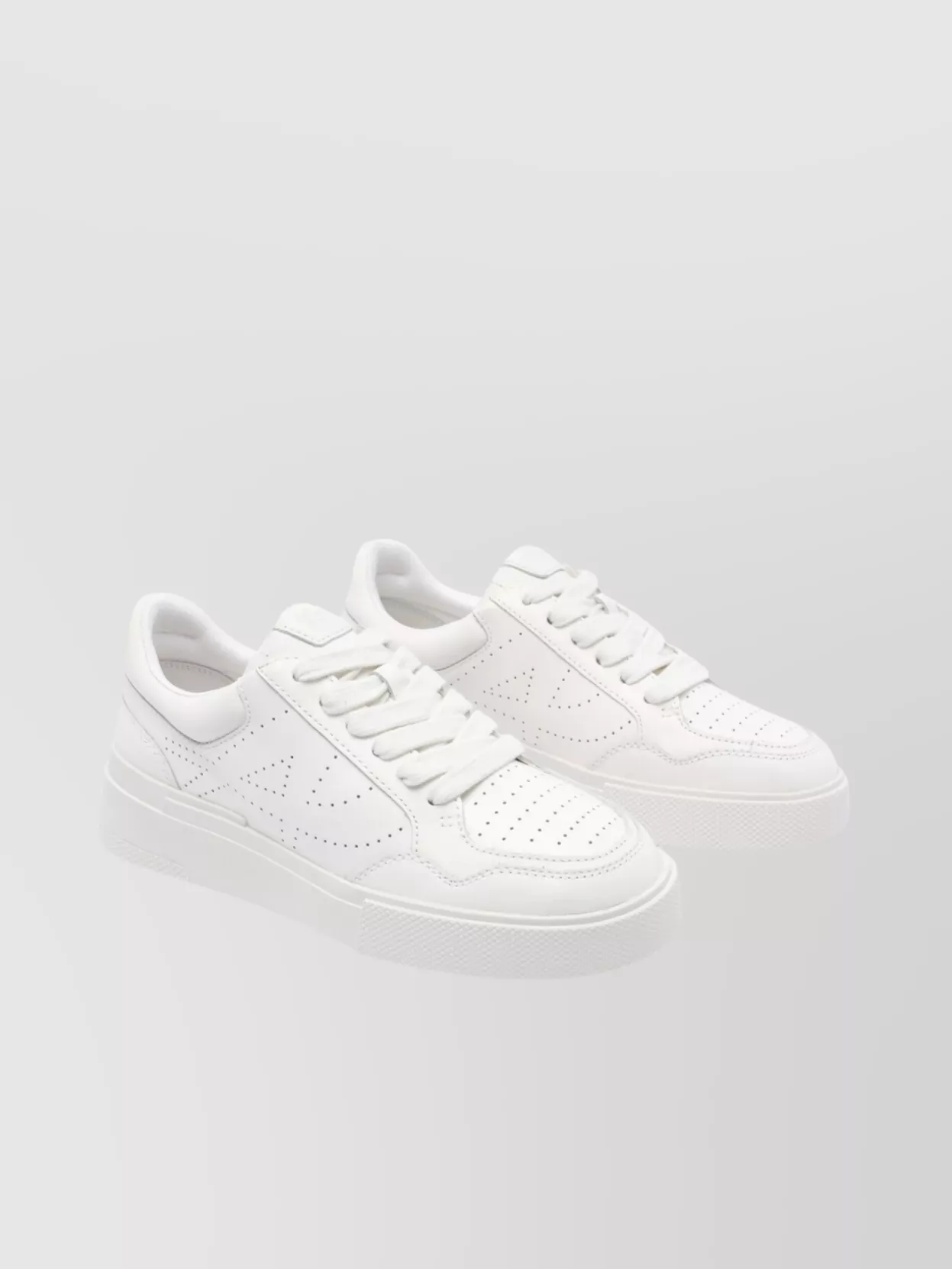 Ash Low Top Leather Sneakers With Perforated Round Toe