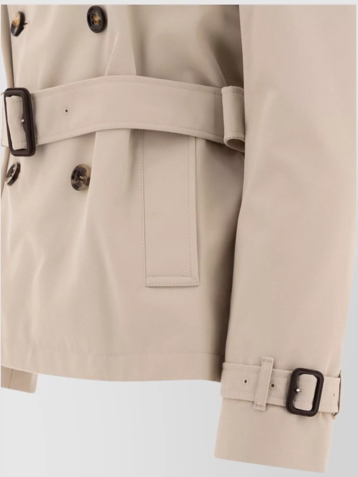 Shop Burberry Belted Double-breasted Coat Buckle Accents