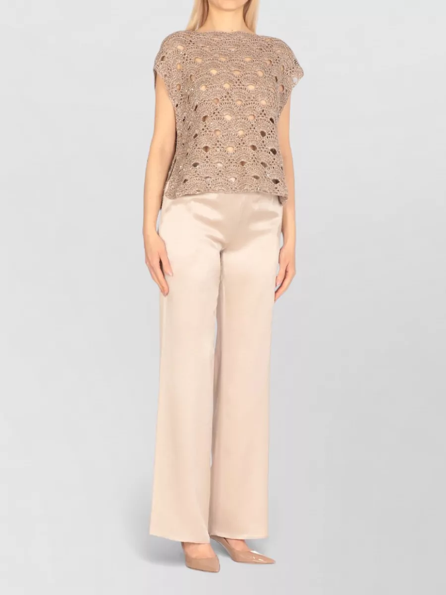 Antonelli Firenze Linen Blend Sleeveless Cutout Knitted Top