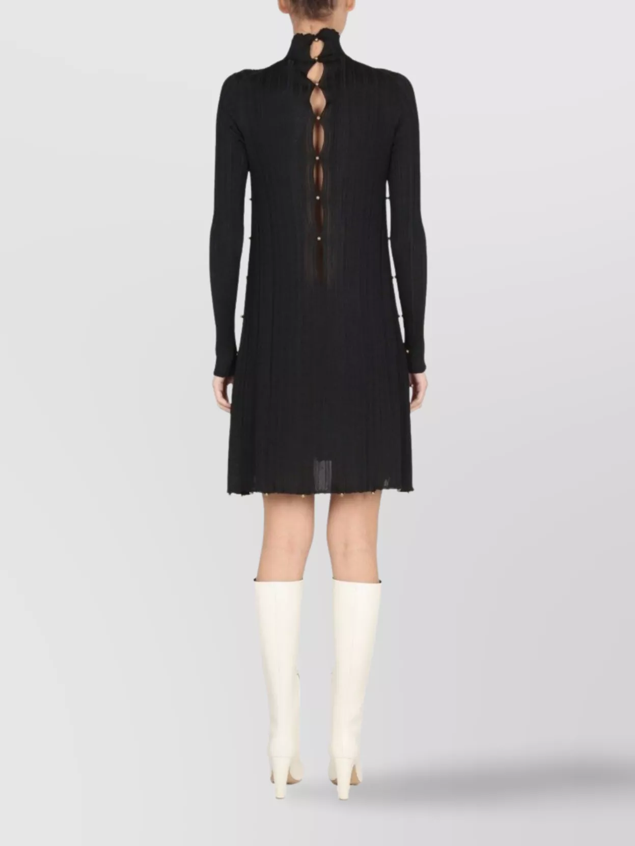 Bottega Veneta Textured Long Sleeve Dress Buttons