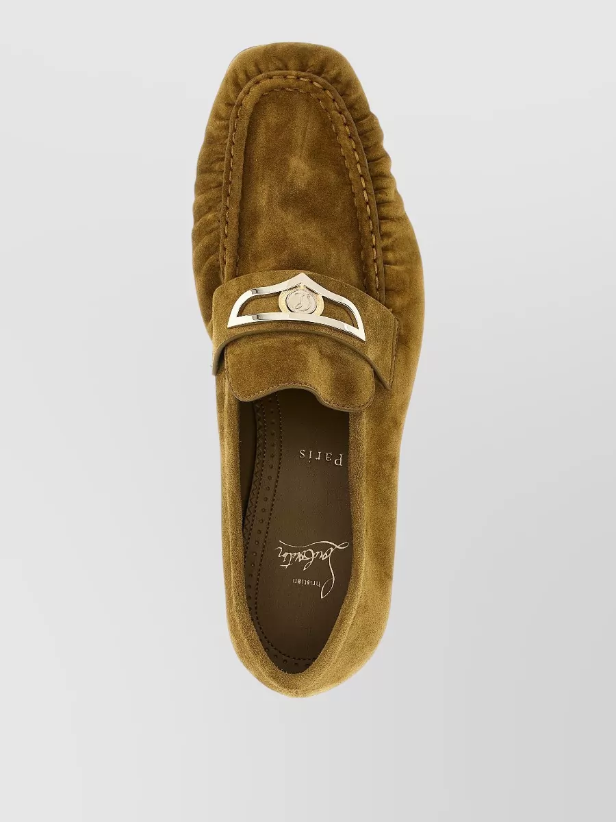 Christian Louboutin Mocallista Suede Loafers Metal Buckle