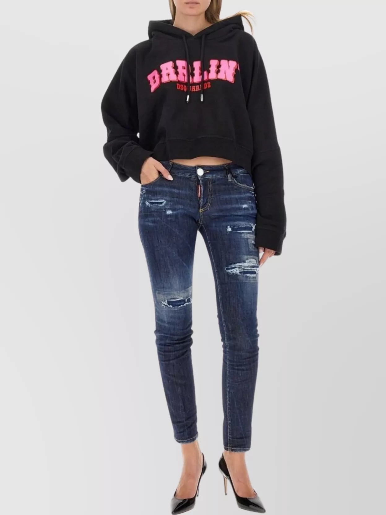 Dsquared2 Logo Hooded Cropped Sweatshirt