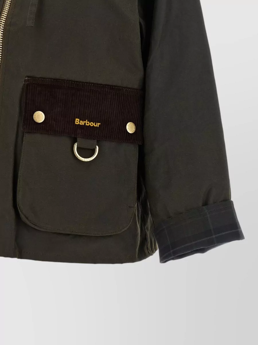 Barbour Waxed Cotton Hooded Single Breasted Coat