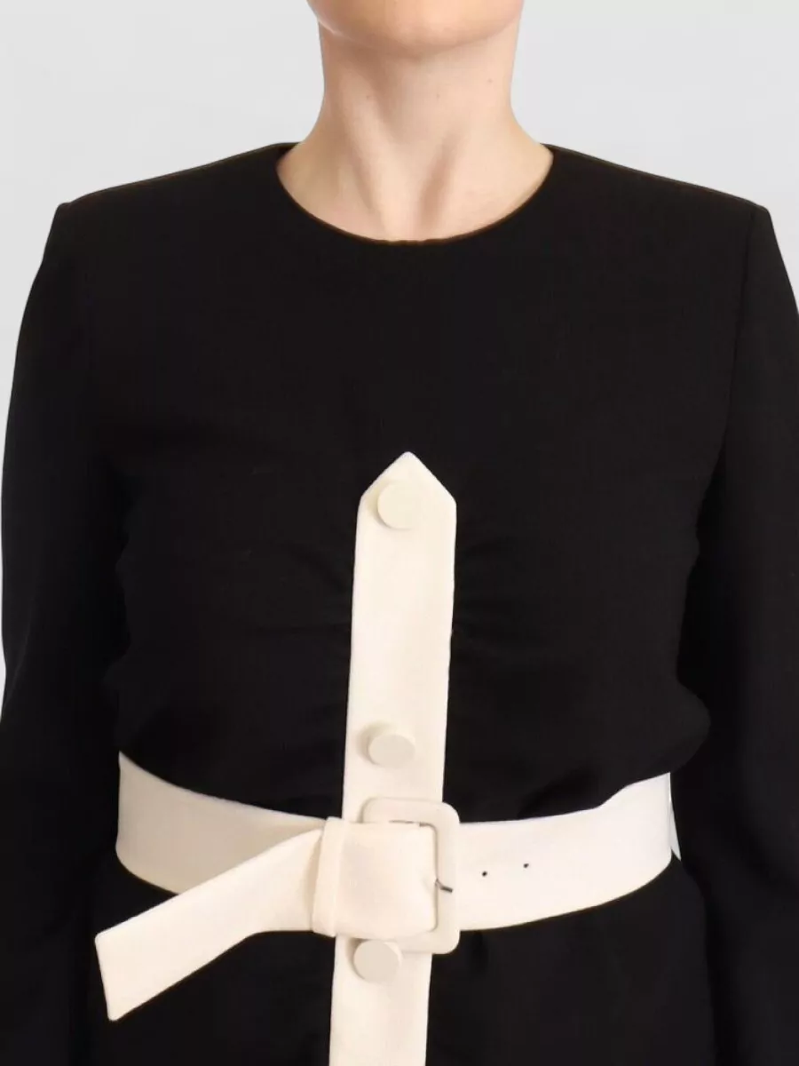 Givenchy Wool Long-Sleeve Belted Mini Sheath Dress