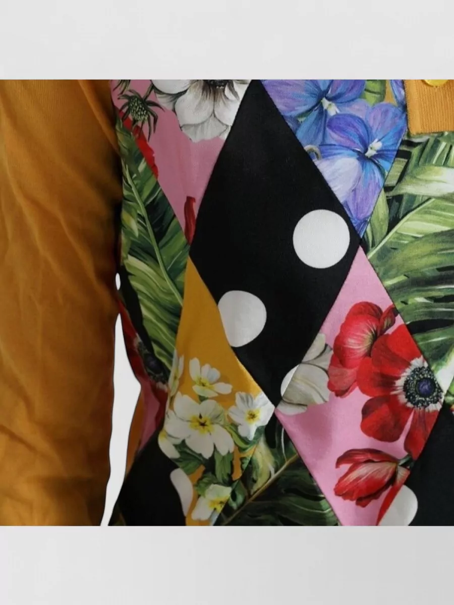 Dolce&Gabbana Cashmere Silk Patchwork Henley Sweater