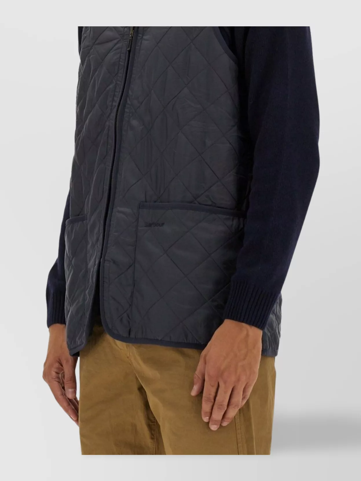 Barbour Quilted Sleeveless Vest Front Pockets In Blue
