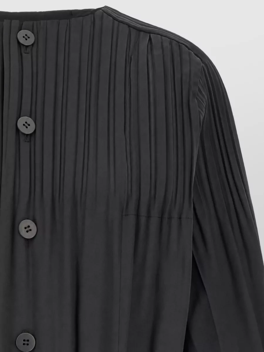 Pleats Please Issey Miyake Black Smooth Coat Blazer