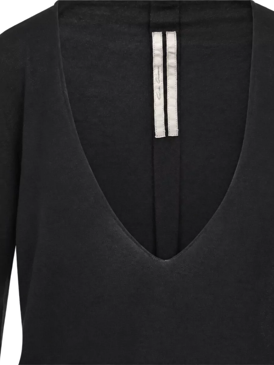 Rick Owens Cashmere Fine-Knit V-Neck Long-Sleeve Sweatshirt