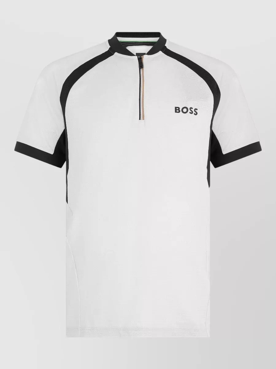 Boss short-sleeve zip-neck t-shirt