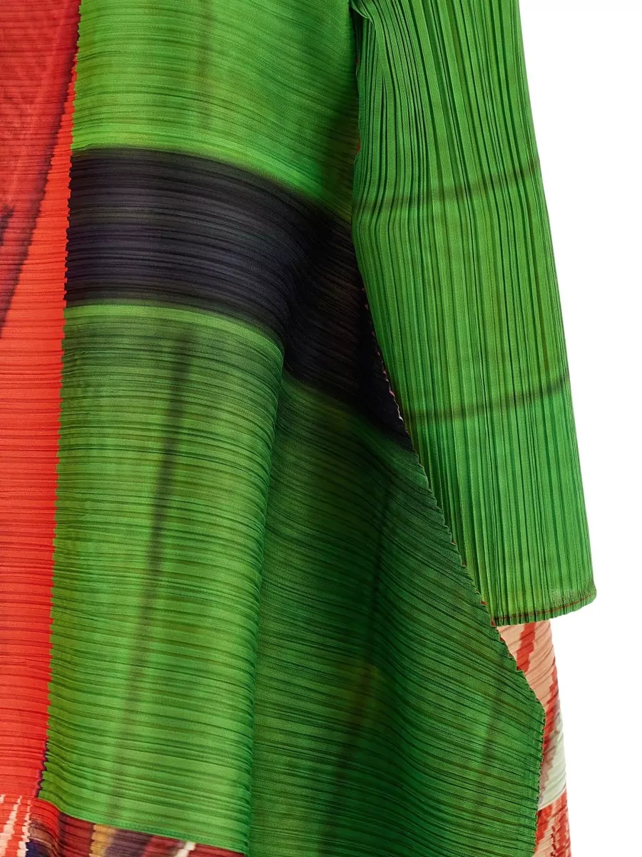 Pleats Please Issey Miyake City Collage Knee Length Long Sleeve Dress