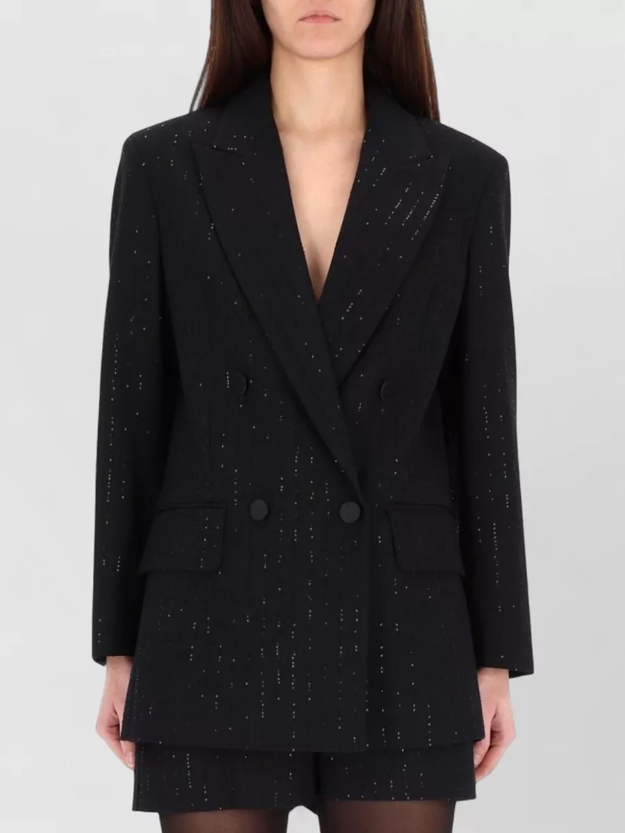 Max Mara Double-Breasted Jacket With Rhinestone Details