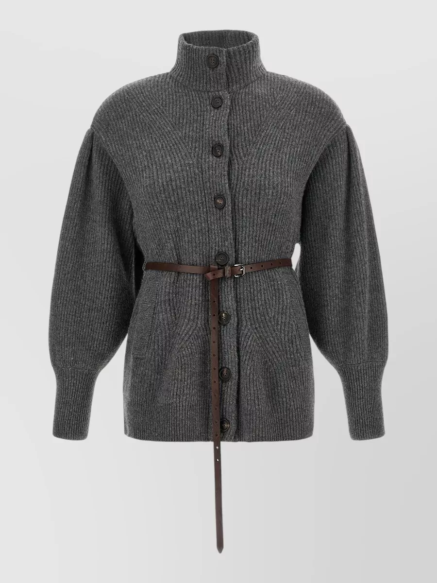 Brunello Cucinelli ribbed belted cardigan