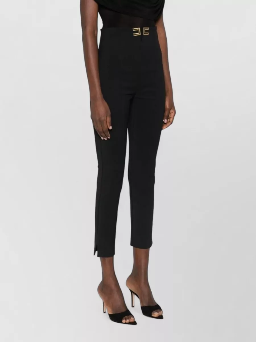 Elisabetta Franchi High Waist Skinny Trousers Cropped Slits
