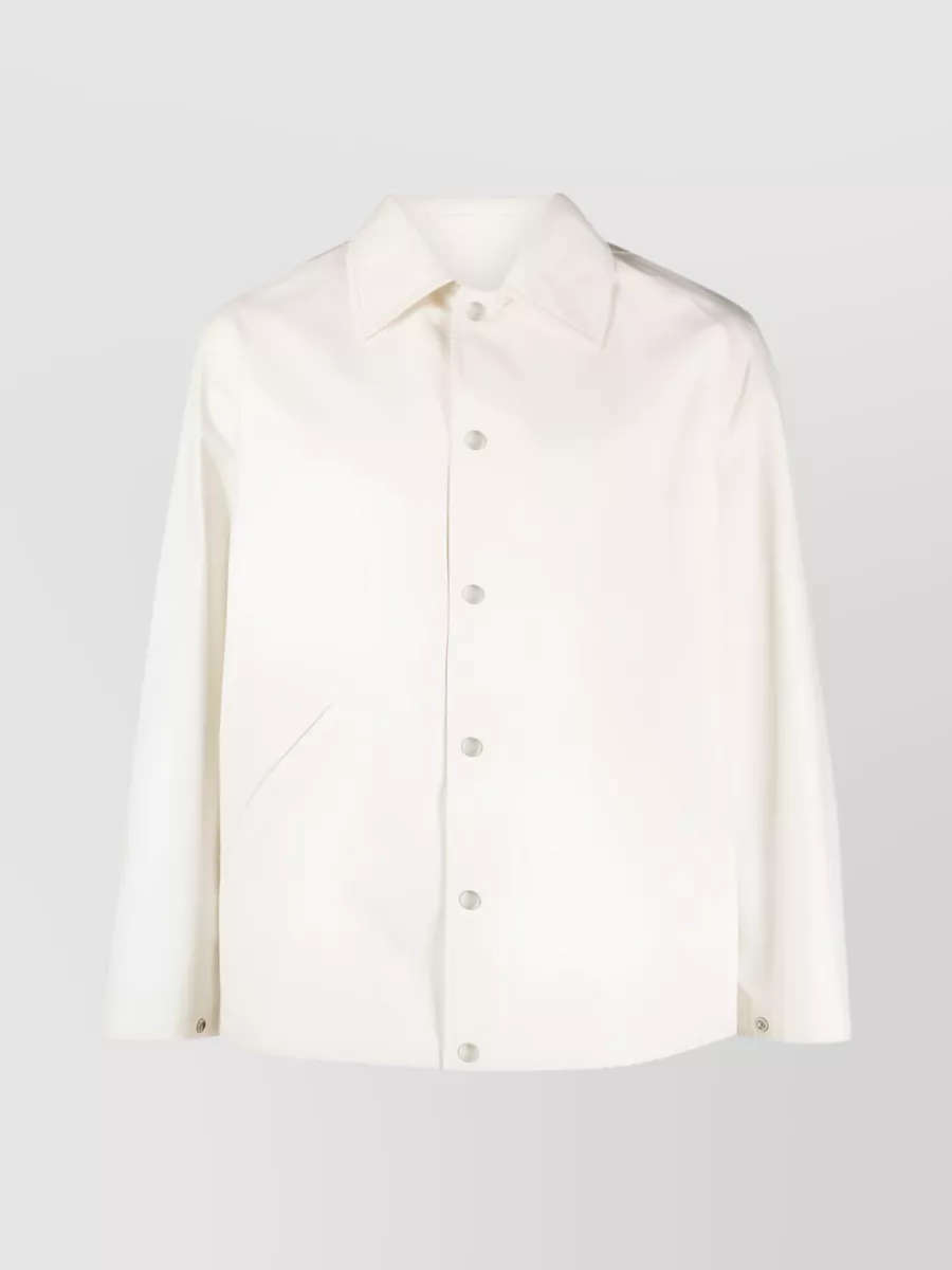 Shop Jil Sander Logo Print Cotton Jacket In White