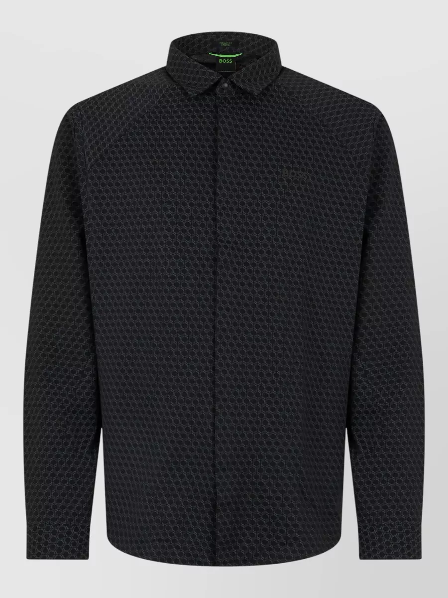 Boss printed cotton long-sleeve shirt