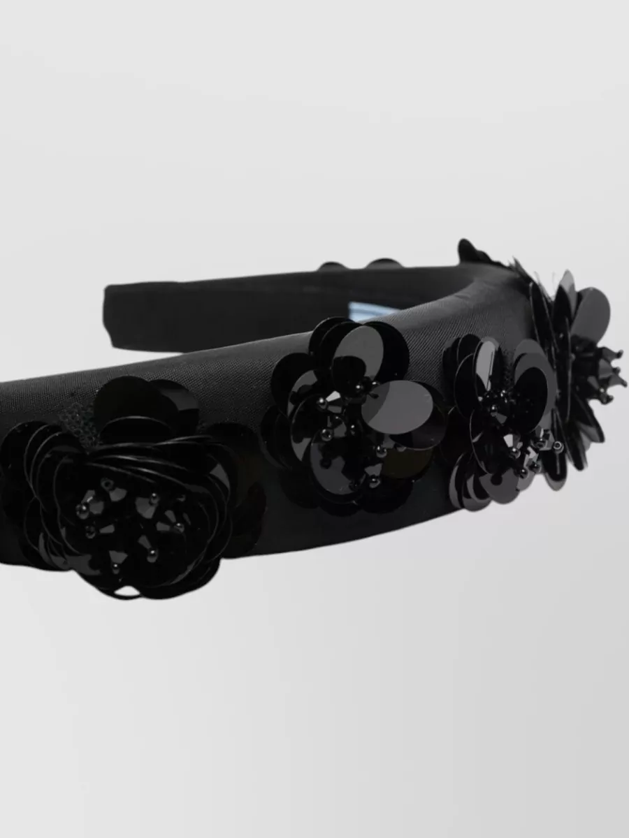 Prada Hair Accessory Wide Band Floral Detail