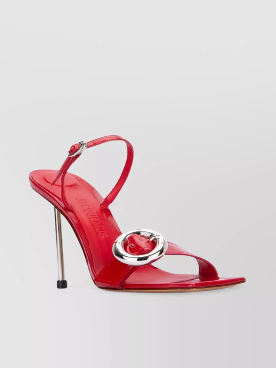 Shop Jacquemus Embellished Stiletto Heel Sandals With Open Toe In Pink