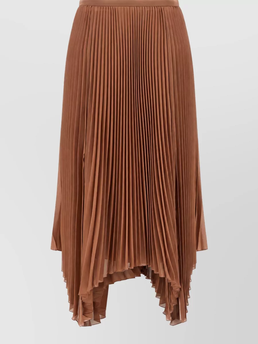 Valentino Garavani Silk Pleated Asymmetric Midi Skirt