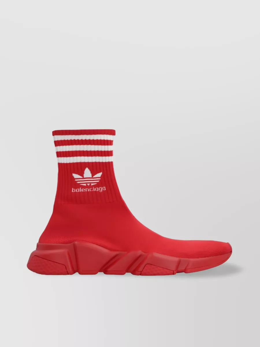 Shop Balenciaga Speed X Adidas Knit High-top Sneakers In Red