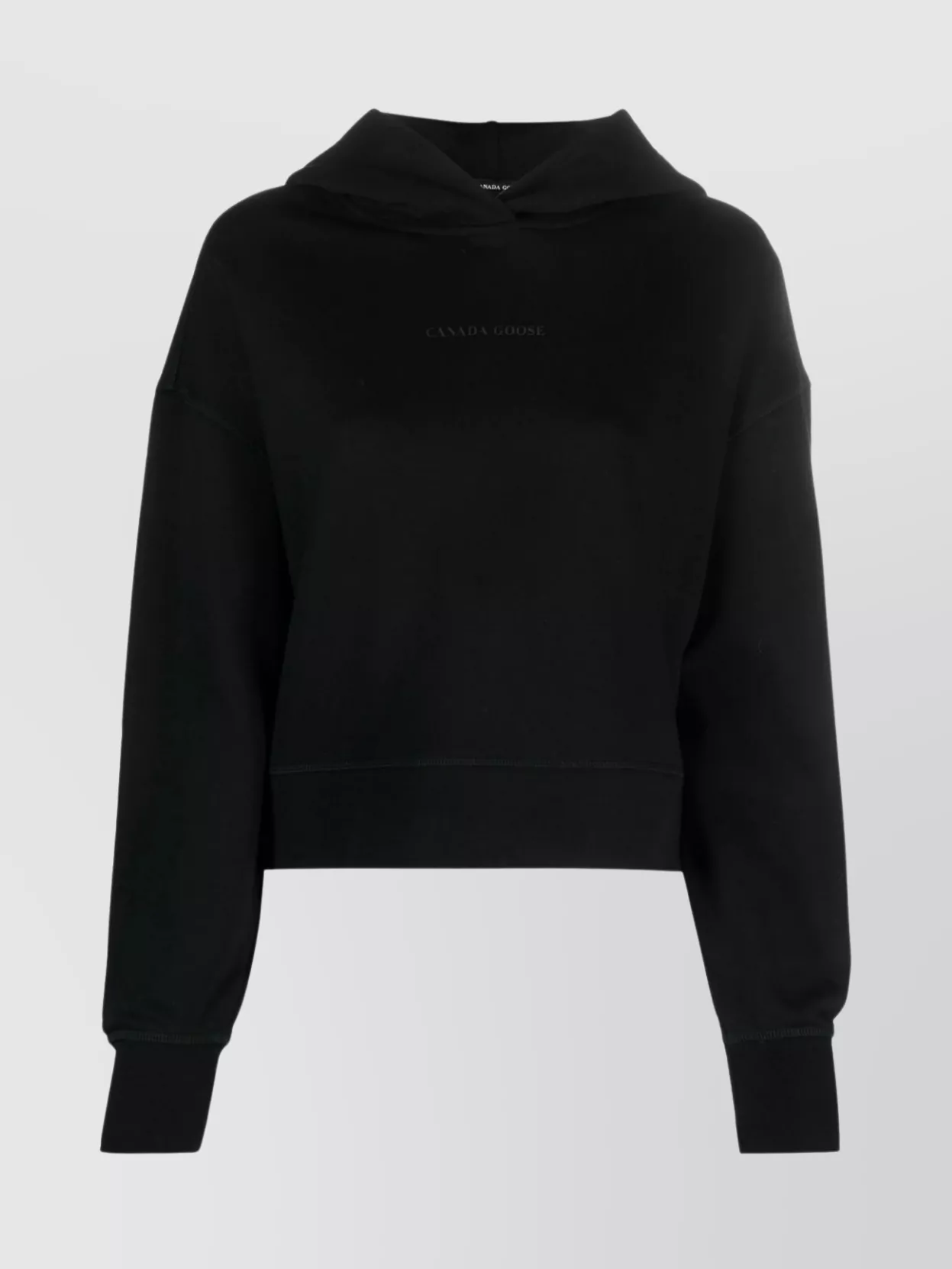 Shop Canada Goose Cropped Drop Shoulder Hooded Sweater In Black