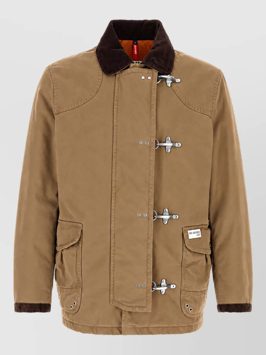 Fay Cotton padded double breasted jacket corduroy collar