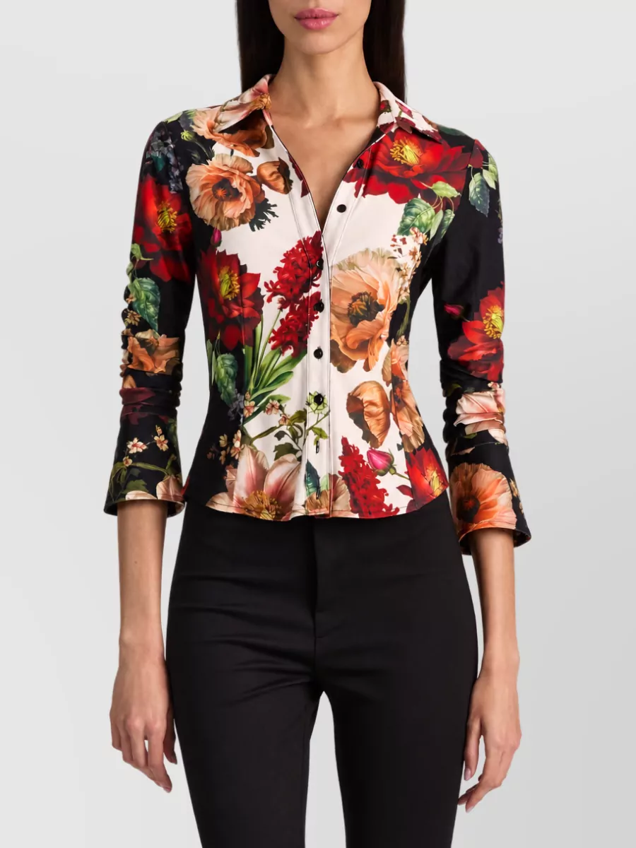 Alice + Olivia Floral-Print Long-Sleeve Shirt