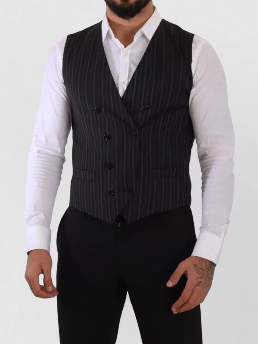 Dolce&Gabbana wool striped double-breasted waistcoat