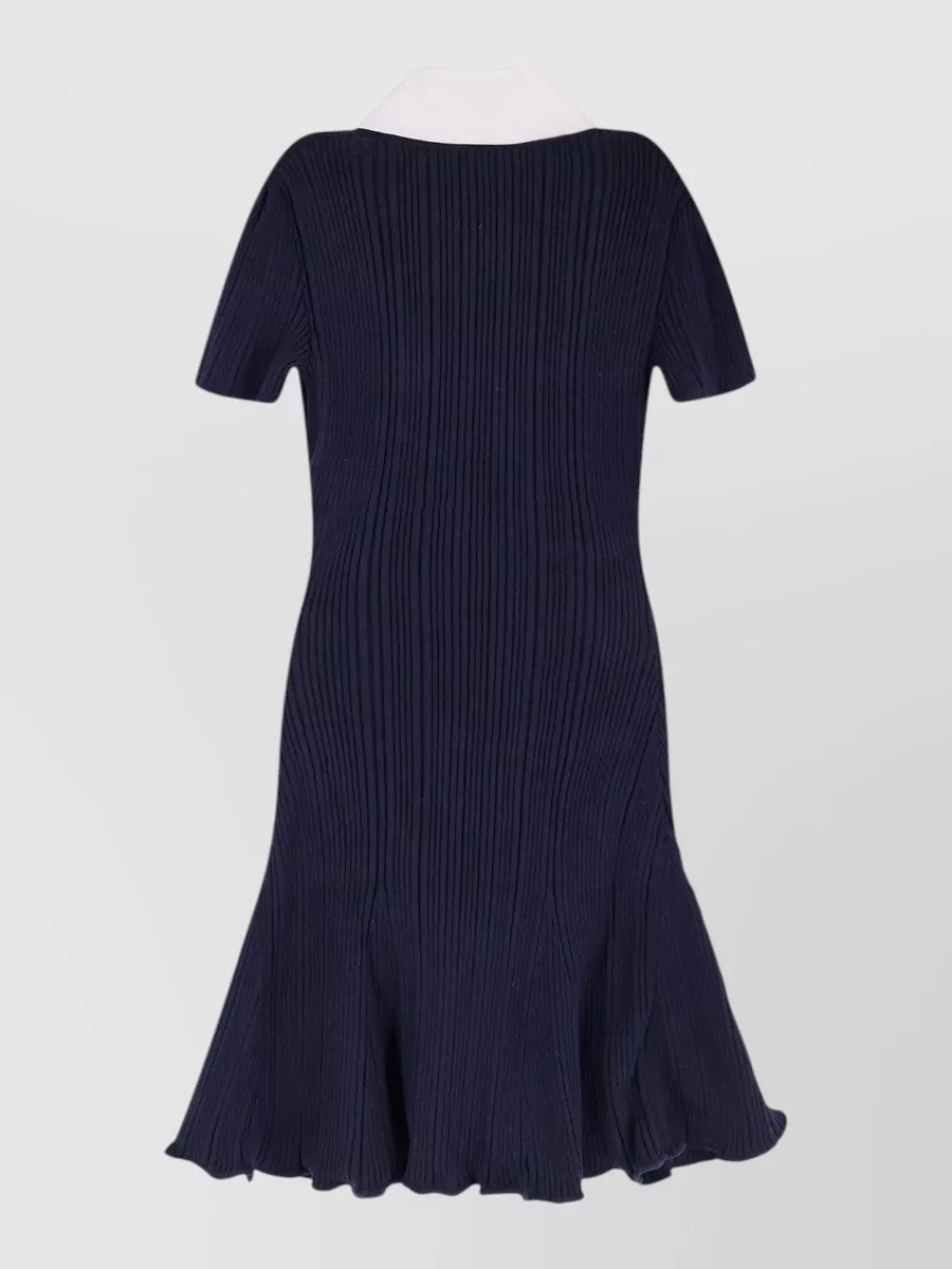 Self-Portrait Cashmere Ribbed Contrast Collar Mini Dress