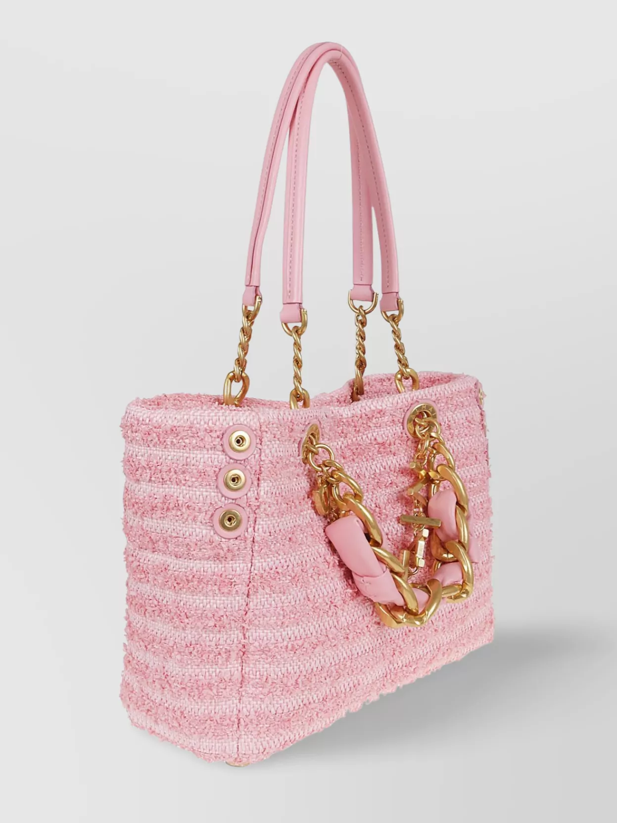 Balmain 1945 Small Shopper Bag Raffia Tweed