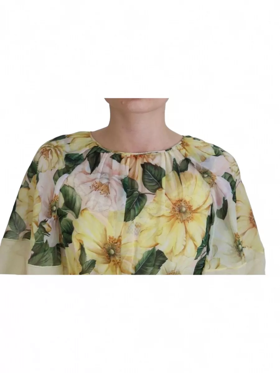 Dolce&Gabbana Silk Floral Print Short Sleeve Maxi Dress