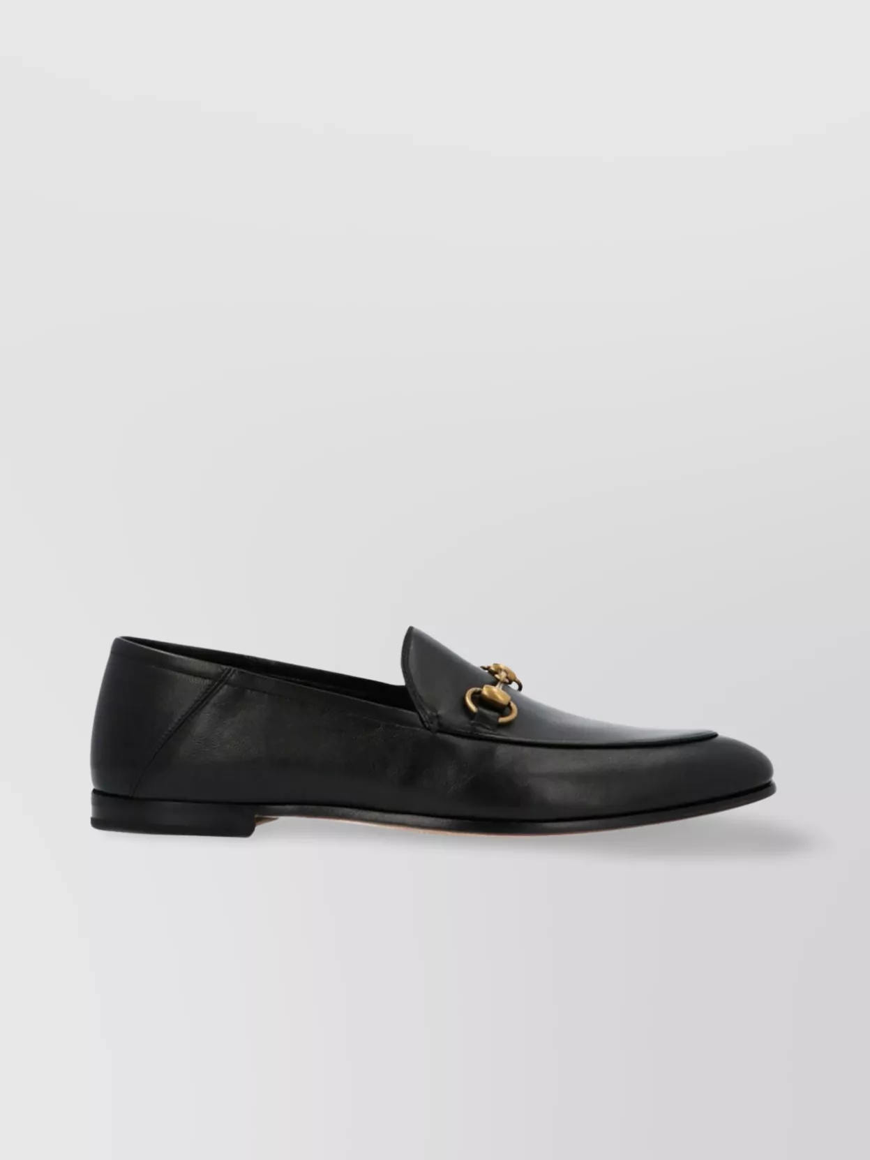 Gucci 'brixton' Loafers Round Toe Gold-tone Hardware In Black