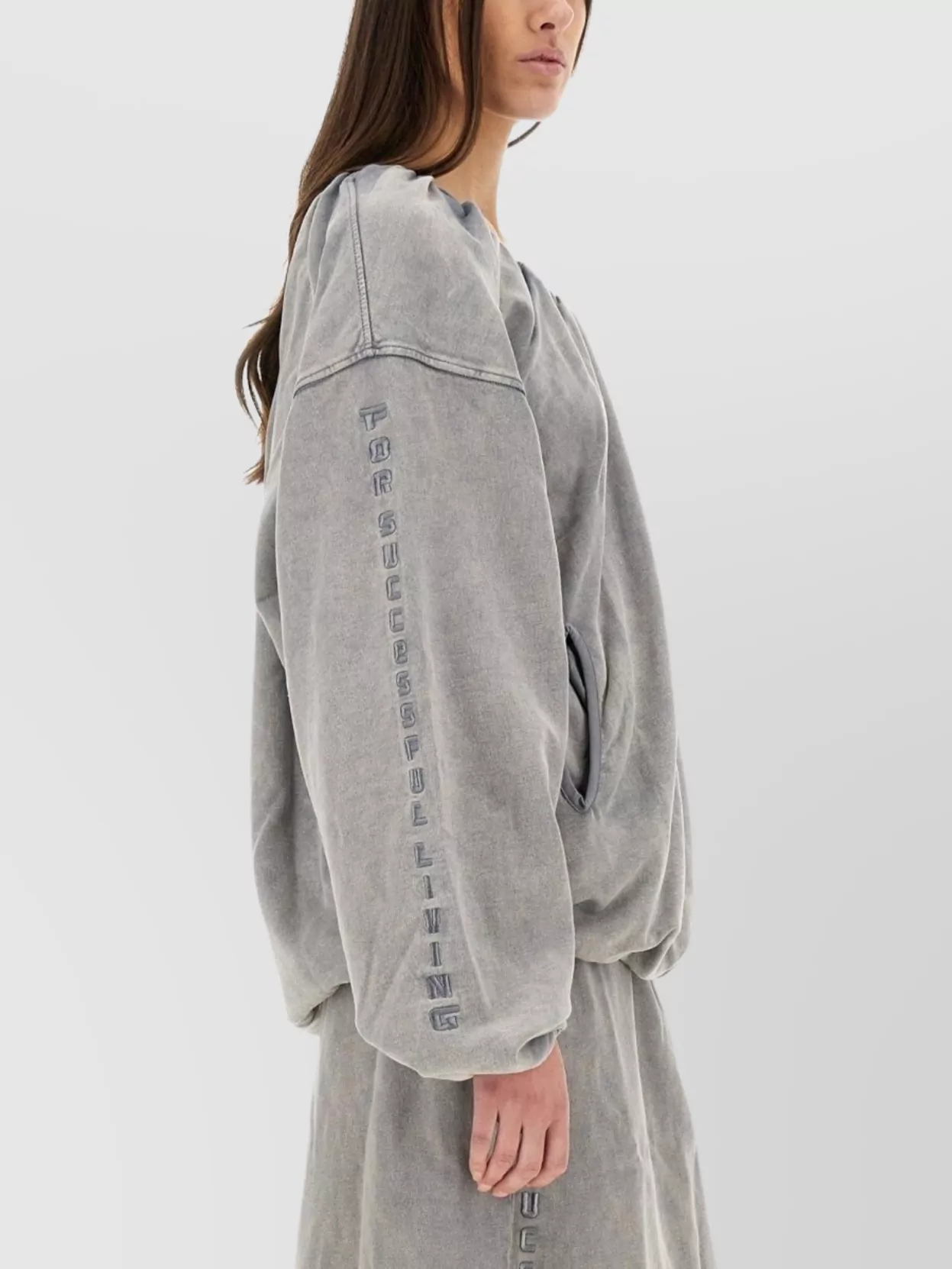 Diesel Gathered Neckline Embroidered Sleeves Sweatshirt