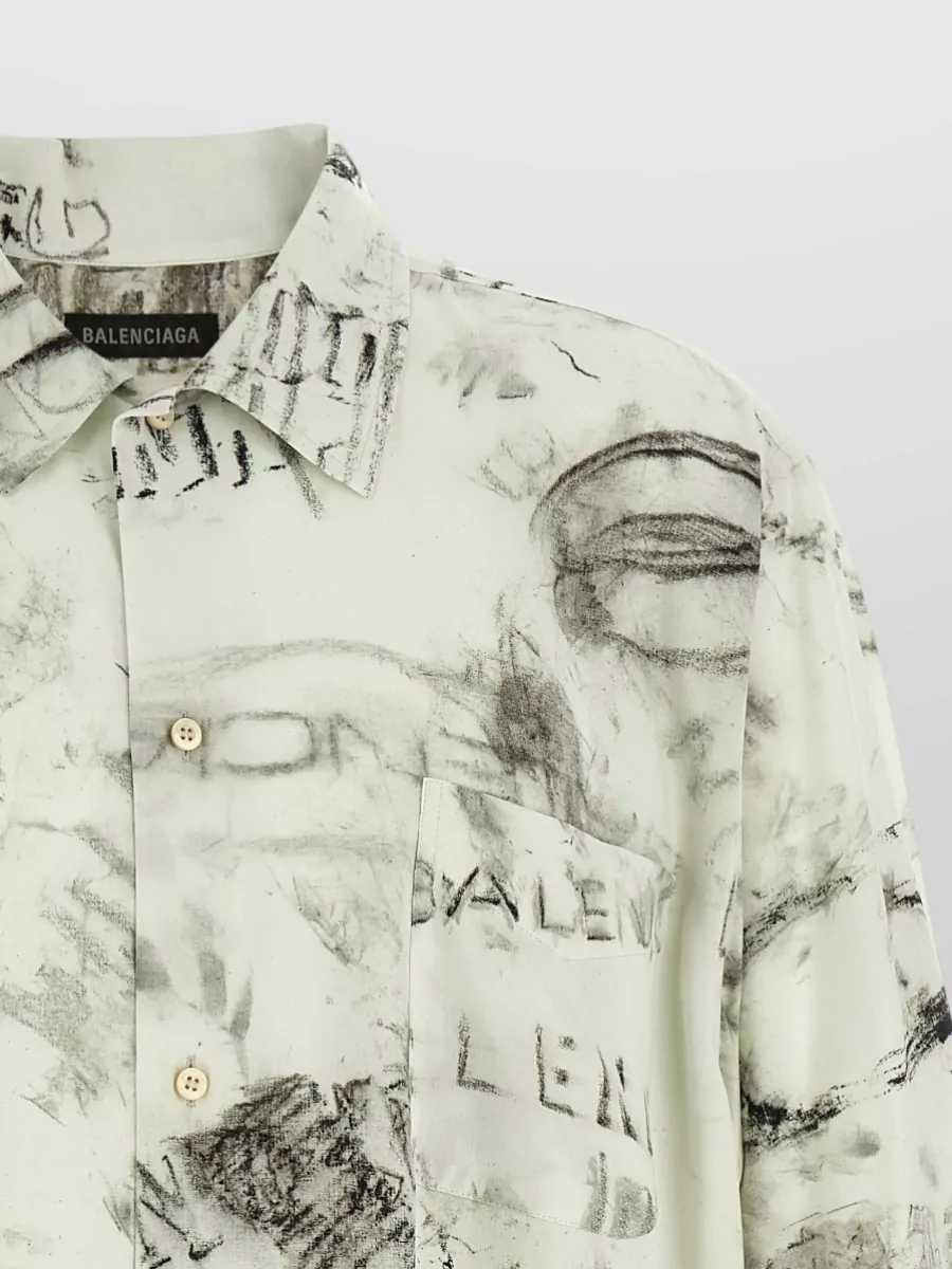 Balenciaga Minimal Short Sleeve Shirt Button Collar