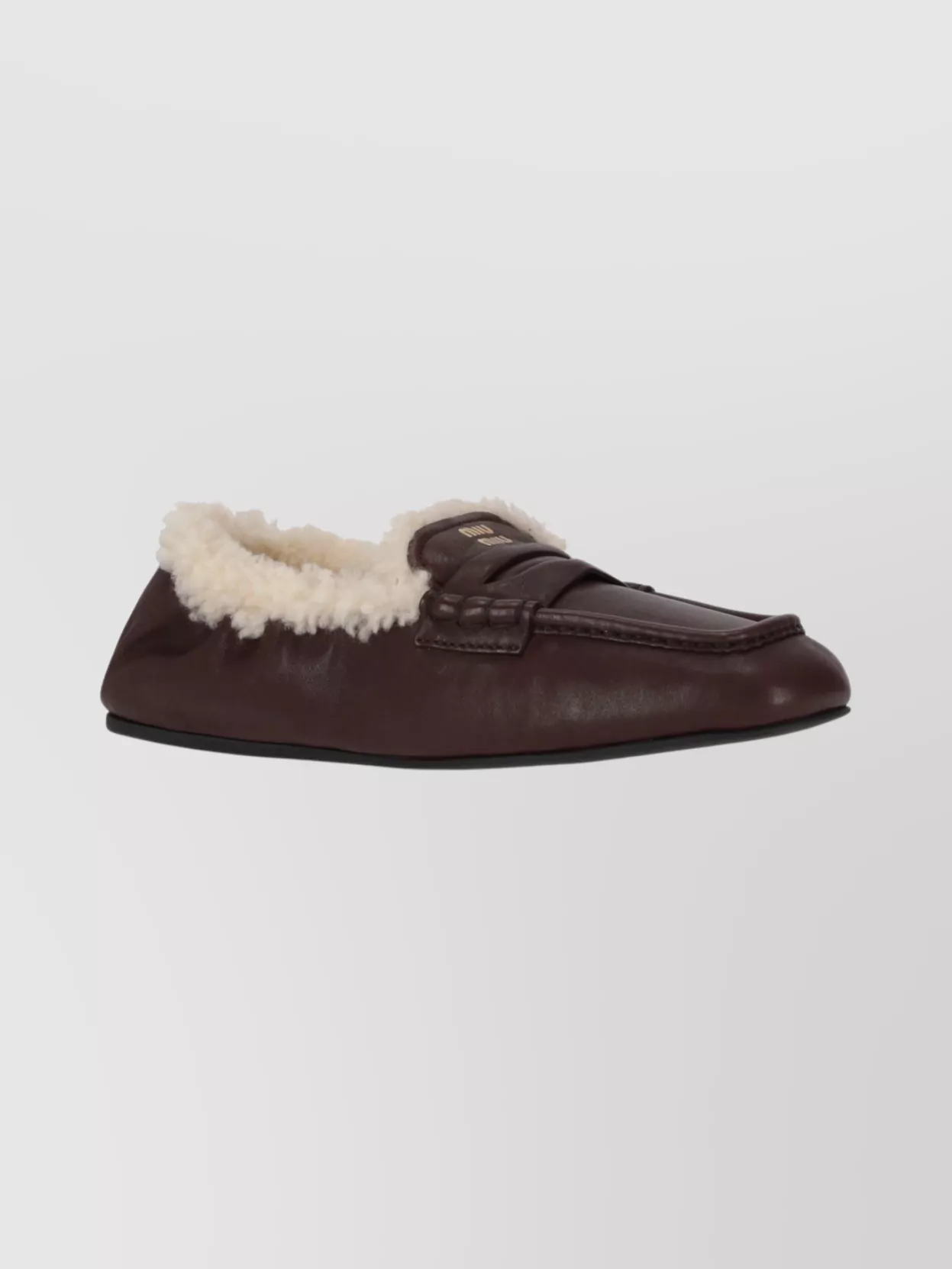 Miu Miu Winter Aviator Nappa Leather Loafers In Brown